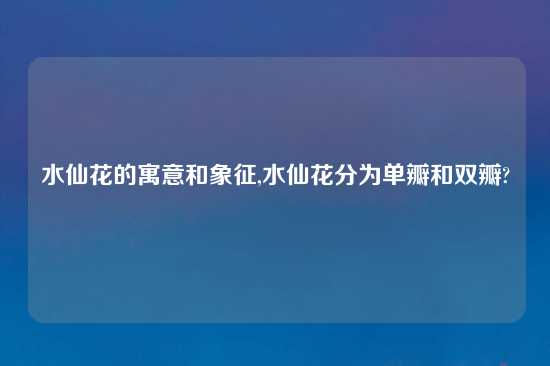 水仙花的寓意和象征,水仙花分为单瓣和双瓣?