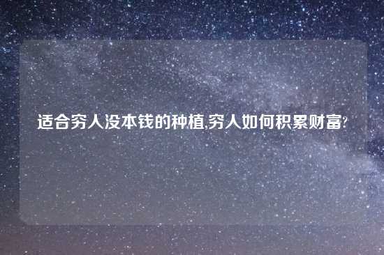 适合穷人没本钱的种植,穷人如何积累财富?