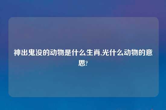 神出鬼没的动物是什么生肖,光什么动物的意思?