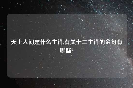 天上人间是什么生肖,有关十二生肖的金句有哪些?