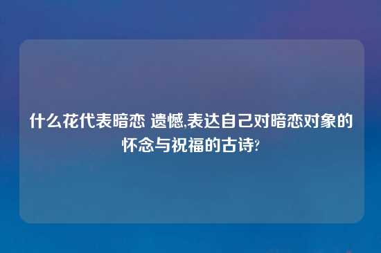 什么花代表暗恋 遗憾,表达自己对暗恋对象的怀念与祝福的古诗?