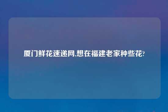 厦门鲜花速递网,想在福建老家种些花?