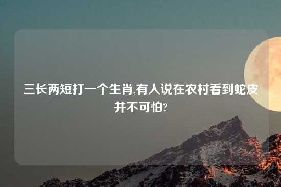 三长两短打一个生肖,有人说在农村看到蛇皮并不可怕?