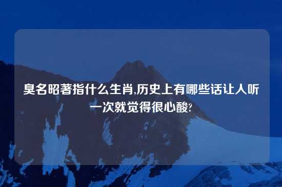 臭名昭著指什么生肖,历史上有哪些话让人听一次就觉得很心酸?