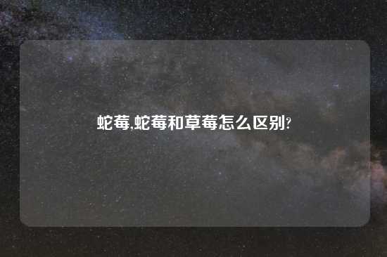 蛇莓,蛇莓和草莓怎么区别?