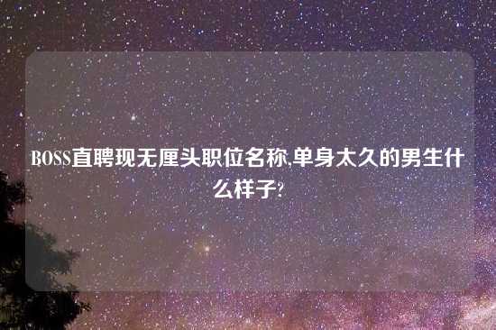 BOSS直聘现无厘头职位名称,单身太久的男生什么样子?