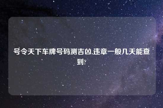 号令天下车牌号码测吉凶,违章一般几天能查到?