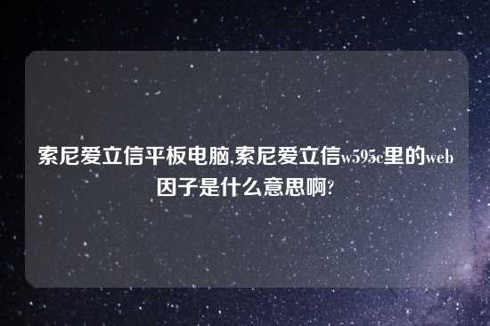 索尼爱立信平板电脑,索尼爱立信w595c里的web因子是什么意思啊?