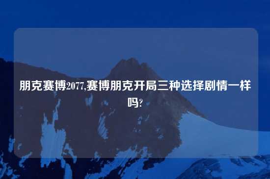 朋克赛博2077,赛博朋克开局三种选择剧情一样吗?