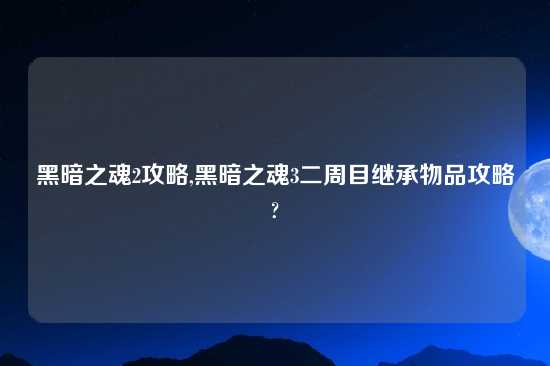 黑暗之魂2攻略,黑暗之魂3二周目继承物品攻略?