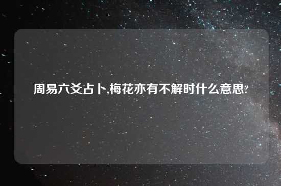 周易六爻占卜,梅花亦有不解时什么意思?