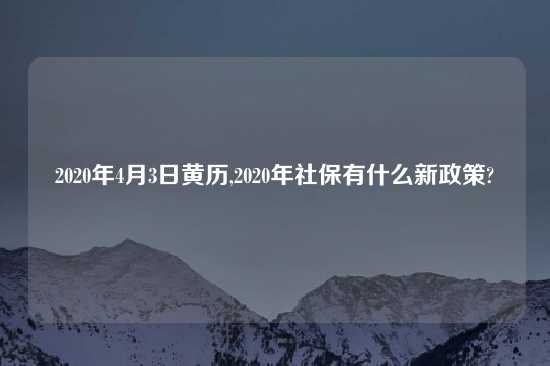 2020年4月3日黄历,2020年社保有什么新政策?