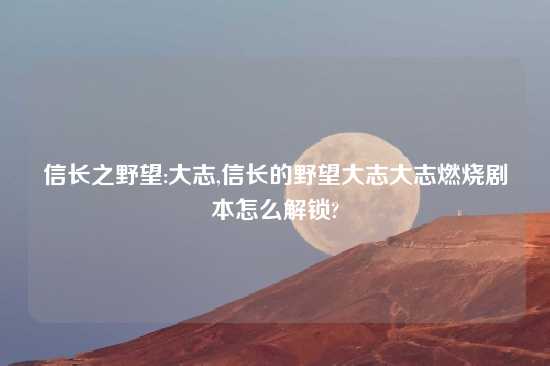 信长之野望:大志,信长的野望大志大志燃烧剧本怎么解锁?