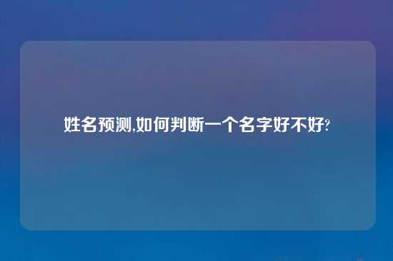 姓名预测,如何判断一个名字好不好?