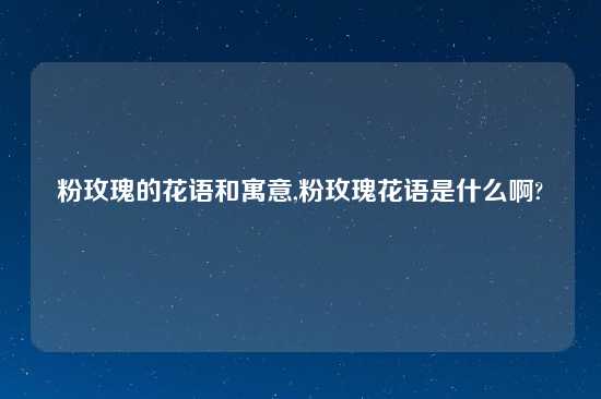 粉玫瑰的花语和寓意,粉玫瑰花语是什么啊?