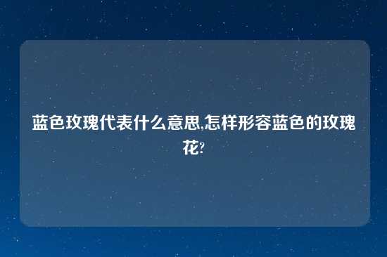 蓝色玫瑰代表什么意思,怎样形容蓝色的玫瑰花?