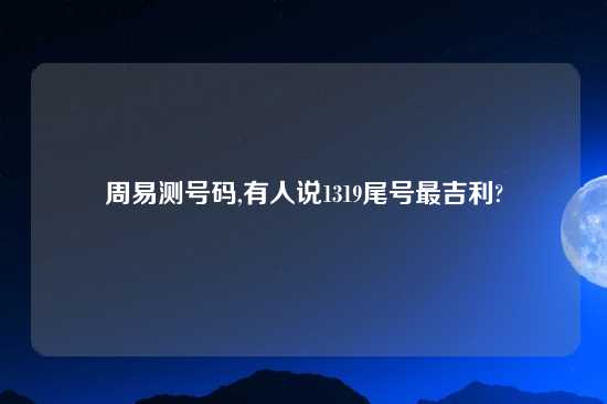 周易测号码,有人说1319尾号最吉利?