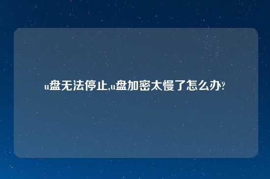 u盘无法停止,u盘加密太慢了怎么办?