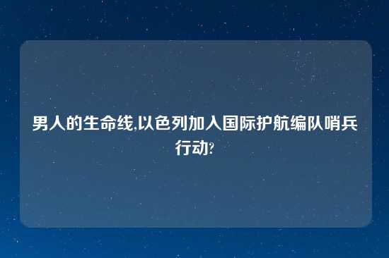 男人的生命线,以色列加入国际护航编队哨兵行动?