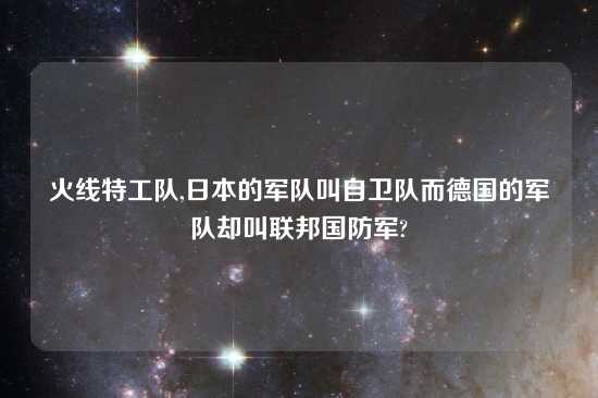 火线特工队,日本的军队叫自卫队而德国的军队却叫联邦国防军?