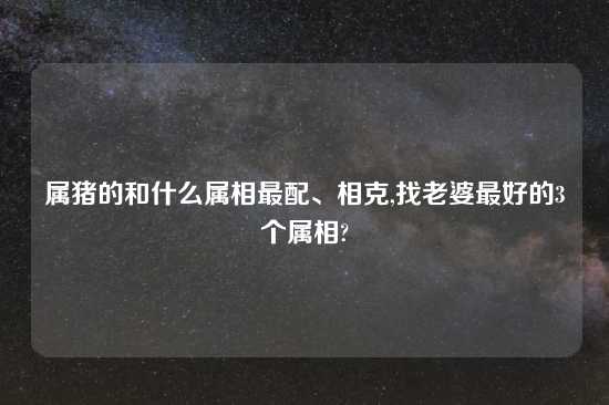 属猪的和什么属相最配、相克,找老婆最好的3个属相?