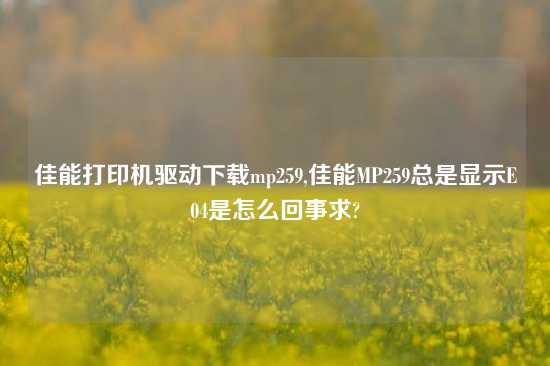 佳能打印机驱动怎么玩mp259,佳能MP259总是显示E04是怎么回事求?