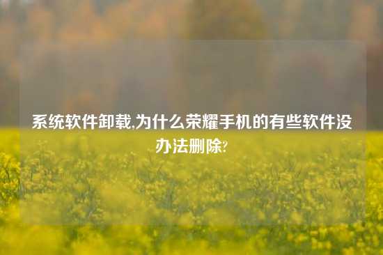 系统软件卸载,为什么荣耀手机的有些软件没办法删除?