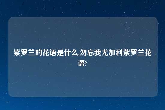 紫罗兰的花语是什么,勿忘我尤加利紫罗兰花语?