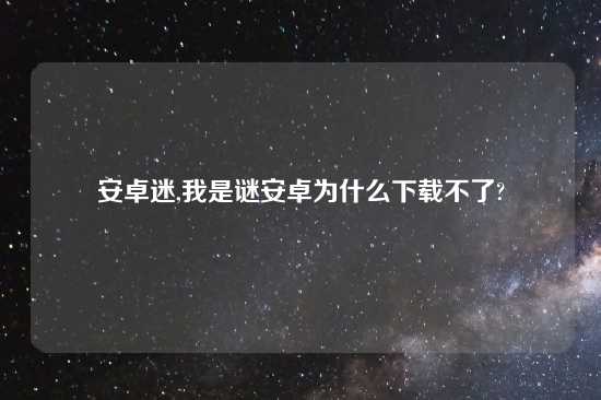 安卓迷,我是谜安卓为什么怎么玩不了?