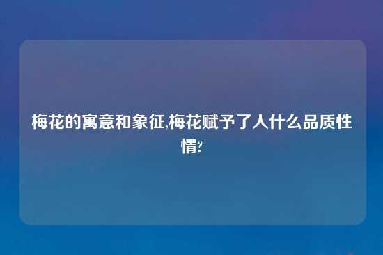 梅花的寓意和象征,梅花赋予了人什么品质性情?