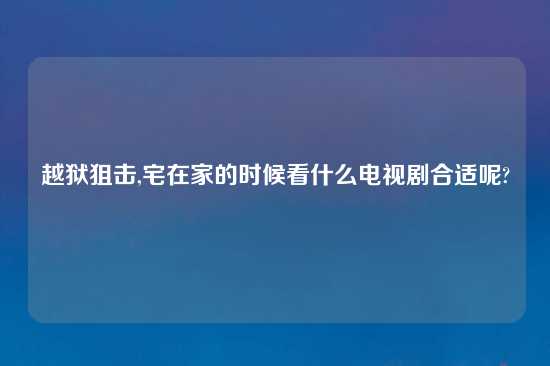 越狱狙击,宅在家的时候看什么电视剧合适呢?