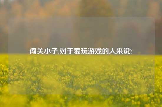 闯关小子,对于爱玩游戏的人来说?