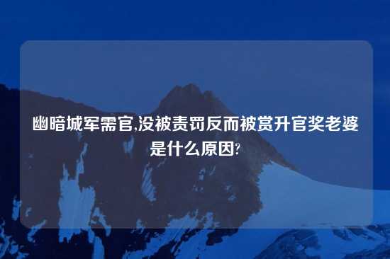 幽暗城军需官,没被责罚反而被赏升官奖老婆是什么原因?