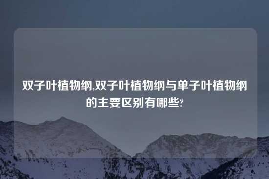 双子叶植物纲,双子叶植物纲与单子叶植物纲的主要区别有哪些?