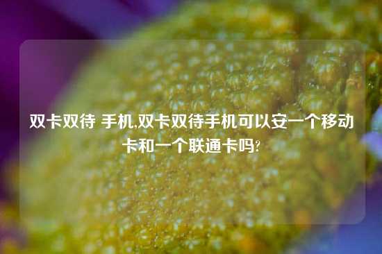 双卡双待 手机,双卡双待手机可以安一个移动卡和一个联通卡吗?