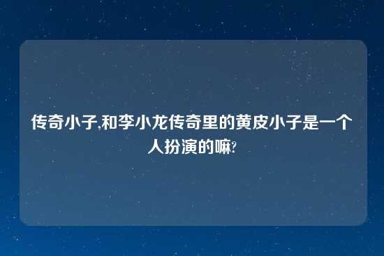 传奇小子,和李小龙传奇里的黄皮小子是一个人扮演的嘛?