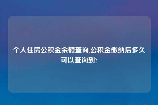 个人住房公积金余额查询,公积金缴纳后多久可以查询到?