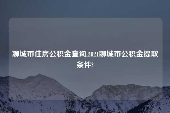 聊城市住房公积金查询,2021聊城市公积金提取条件?