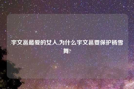 宇文邕最爱的女人,为什么宇文邕要保护杨雪舞?