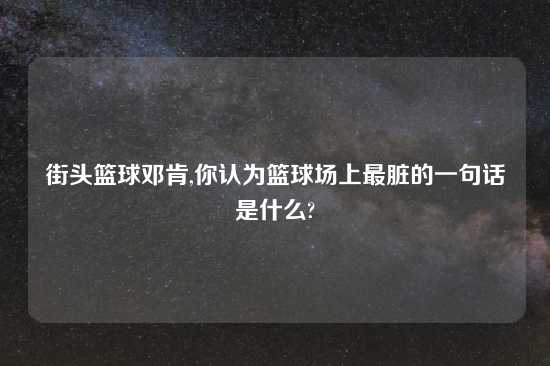 街头篮球邓肯,你认为篮球场上最脏的一句话是什么?