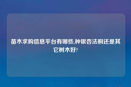 苗木求购信息平台有哪些,种银杏法桐还是其它树木好?