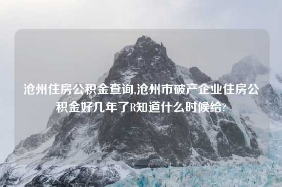 沧州住房公积金查询,沧州市破产企业住房公积金好几年了R知道什么时候给?