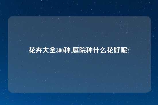 花卉大全300种,庭院种什么花好呢?