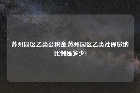 苏州园区乙类公积金,苏州园区乙类社保缴纳比例是多少?