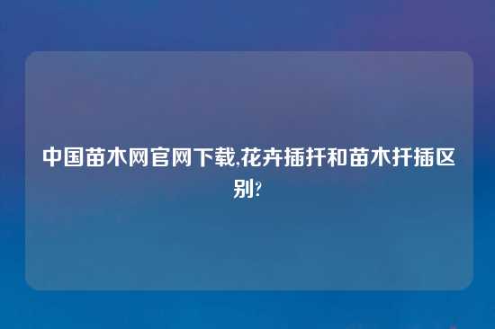 中国苗木网官网怎么玩,花卉插扦和苗木扦插区别?