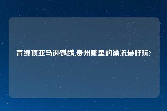 青绿顶亚马逊鹦鹉,贵州哪里的漂流最好玩?