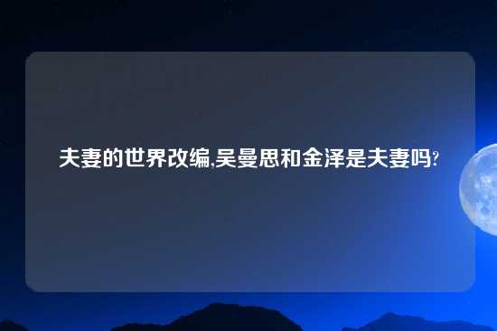 夫妻的世界改编,吴曼思和金泽是夫妻吗?