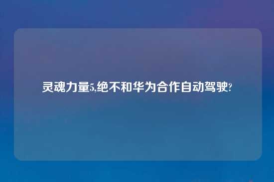 灵魂力量5,绝不和华为合作自动驾驶?