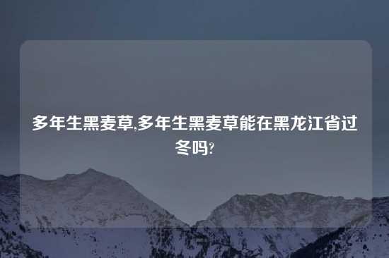 多年生黑麦草,多年生黑麦草能在黑龙江省过冬吗?