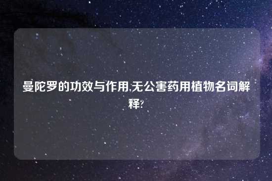 曼陀罗的功效与作用,无公害药用植物名词解释?